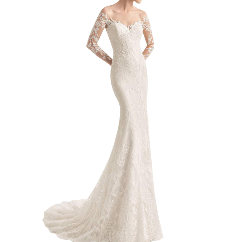 Naim Strapless Illusion Lace Mermaid Gown