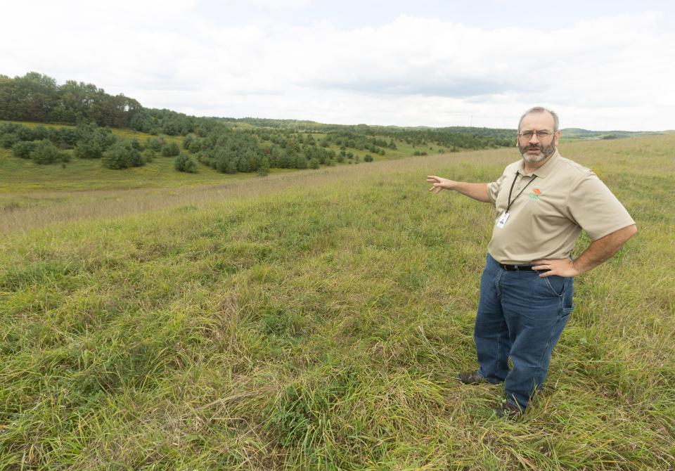 Stark Parks Director Dan Moeglin shows where the park district will convert a former Canton wastewater plant and sludge farm property in Pike Township into a public park geared toward horse riding and hiking.