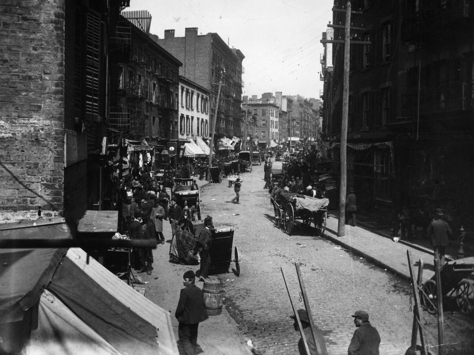 The Mulberry bend area in New York’s Little Italy, circa 1890.