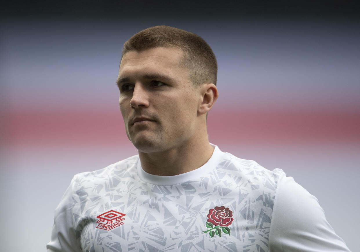 Henry Slade of England prior to the Guinness Six Nations match between England and France at Twickenham Stadium on March 13, 2021 in London.