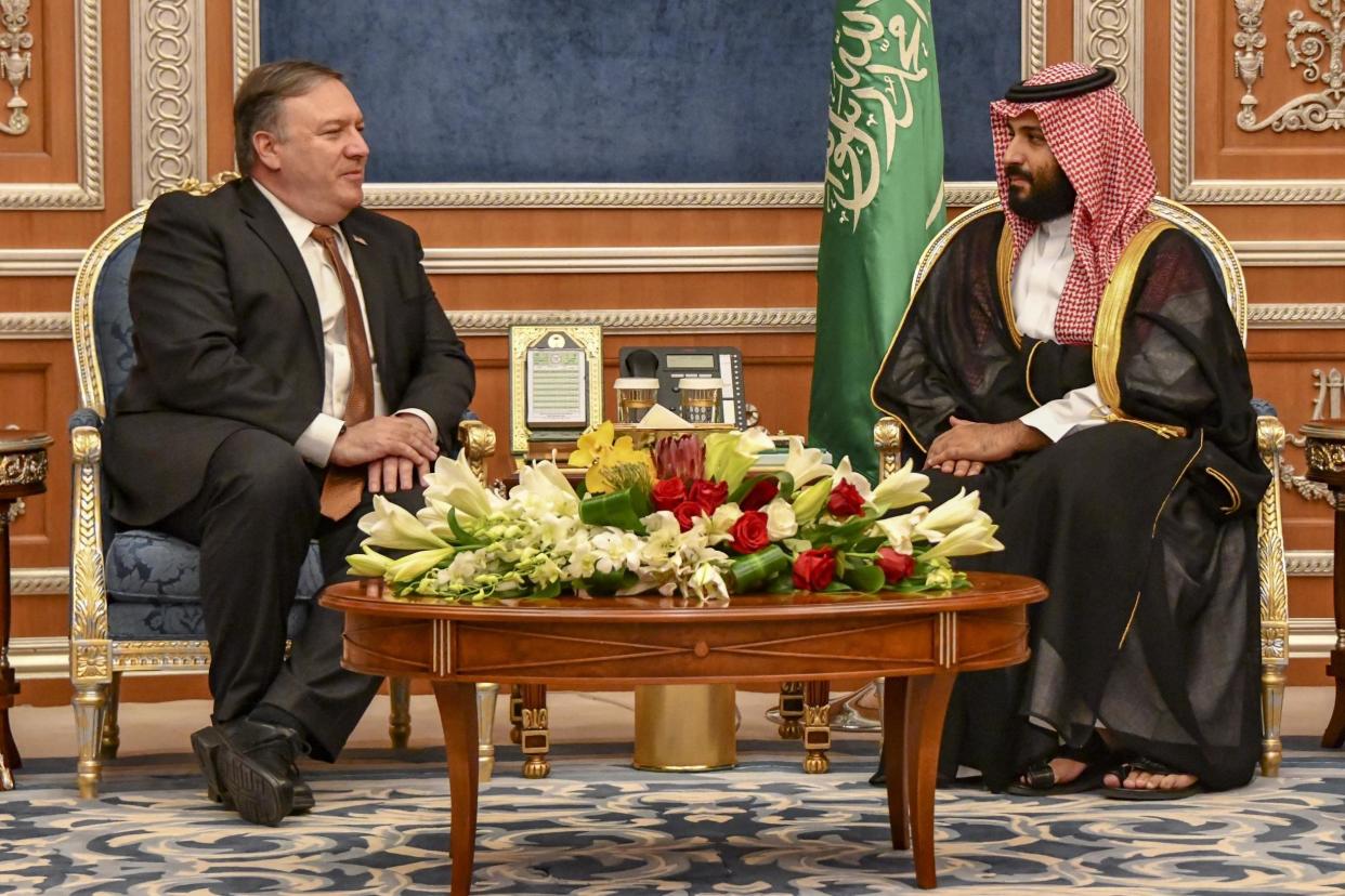 US Secretary of State Mike Pompeo, left, met Saudi Crown Prince Mohammed bin Salman, right, to discuss the allegations: EPA