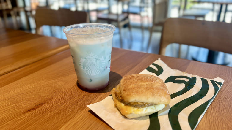 sandwich and summer skies drink