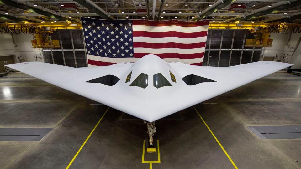 The initial B-21 Raider stealth bomber is expected to have its first flight at some point in 2023, the Air Force and Northrop Grumman said. But in a Wednesday discussion, Air Force Secretary Frank Kendall said the expected date of the bomber's first flight had slipped a few months. (U.S. Air Force)