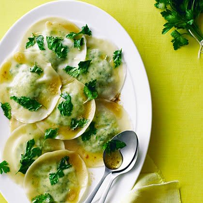 Parsley Ravioli with Brown Butter Sauce