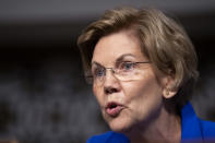 Senate Armed Services Committee member Sen. Elizabeth Warren, D-Mass., questions Secretary of the Army and Secretary of Defense nominee Mark Esper during his confirmation hearing on Capitol Hill in Washington, Tuesday, July 16, 2019. (AP Photo/Manuel Balce Ceneta)