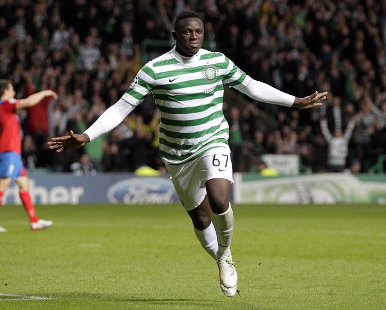 Celtic got their first home win in the league since October as they extended their lead at the top of the Scottish Premier League with a 2-0 win over St Mirren on Saturday. Victor Wanyama, pictured in action on August 29, 2012, gave Celtic a 15th minute lead when he tapped in the rebound from his own header