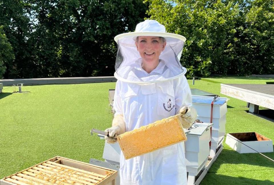 The hotel’s bee keeper Jo Hemesley (RLL)