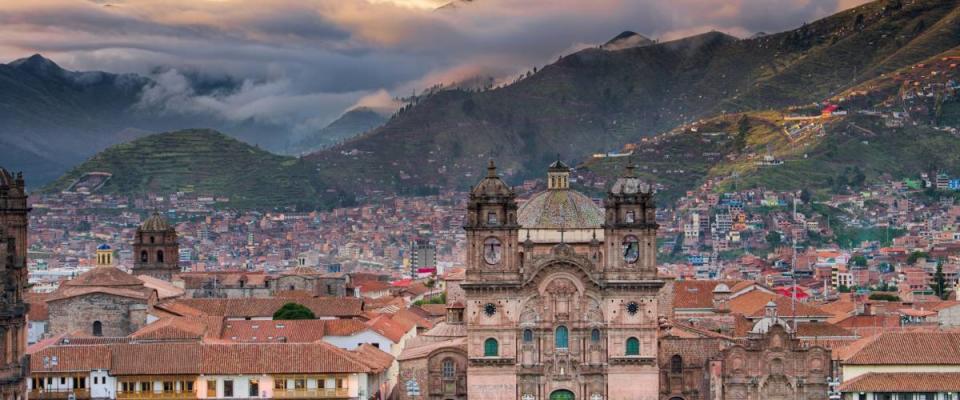 Morning sun rising at Plaza de armas, Cusco, City