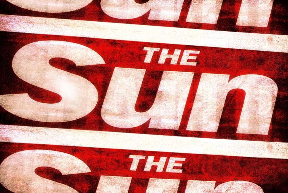 Masthead of The Sun Newspaper, controversial UK tabloid part of the Rupert Murdoch News Corp group. Grainy poster type effect.