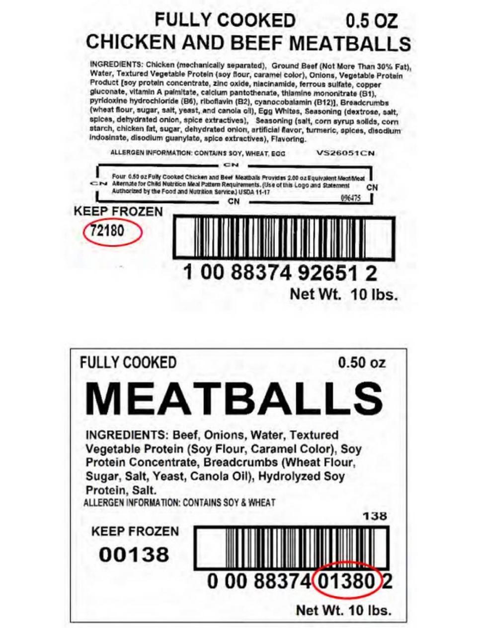 The recalled meatball products, made by King’s Command Foods, a Washington-based company, contain egg, milk, and/or wheat, which are known allergens. These ingredients were not declared on the products’ labels.