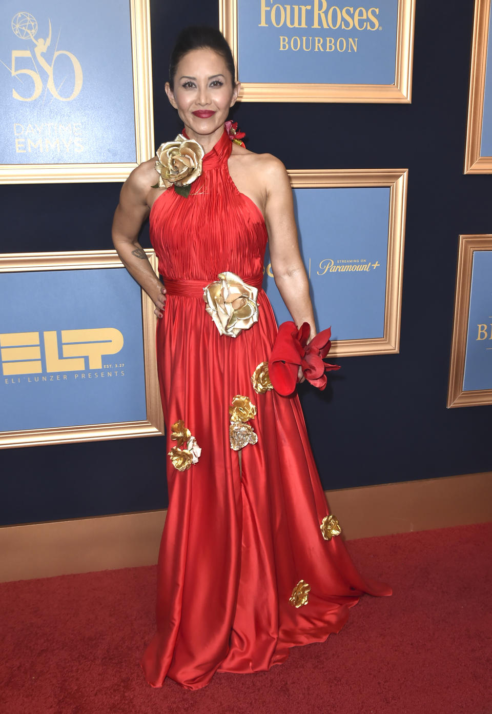 Naomi Matsuda arrives at the 50th Daytime Emmy Awards on Friday, Dec. 15, 2023, at the Westin Bonaventure Hotel in Los Angeles. (Photo by Richard Shotwell/Invision/AP)