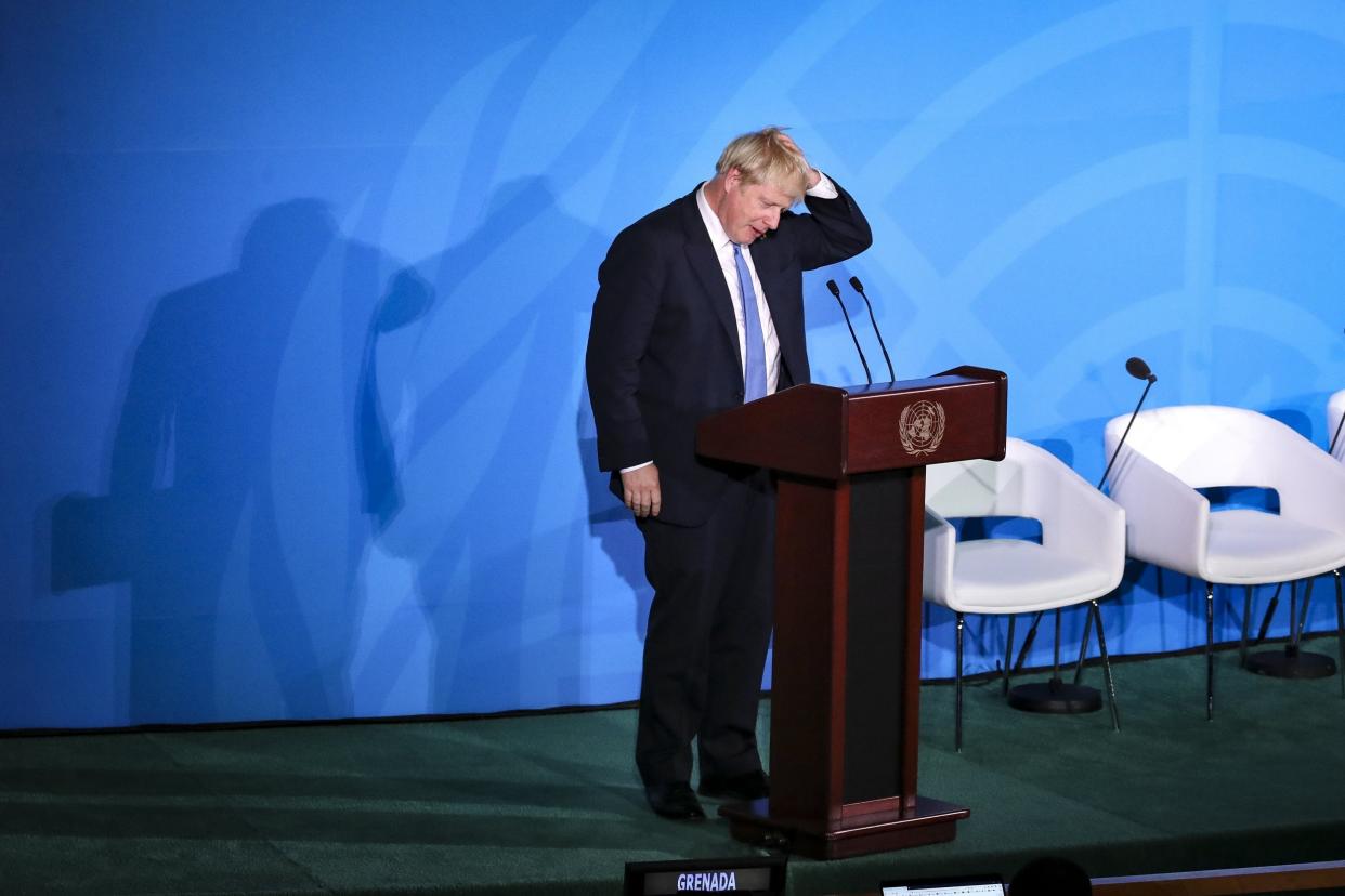 Boris Johnson speaks at the United Nations Climate Action Summit at UN headquarters: Getty