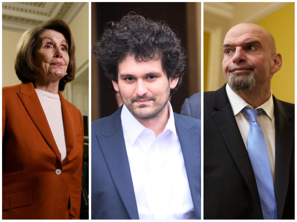 Nancy Pelosi, Sam Bankman-Fried, and John Fetterman.