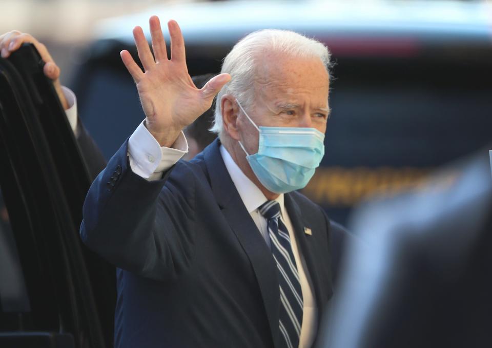 U.S. President-elect Joe Biden arrives at the Queen Theater where he was scheduled to address the media about the Trump administration’s lawsuit to overturn the Affordable Care Act on Nov. 10, 2020 in Wilmington, Delaware.