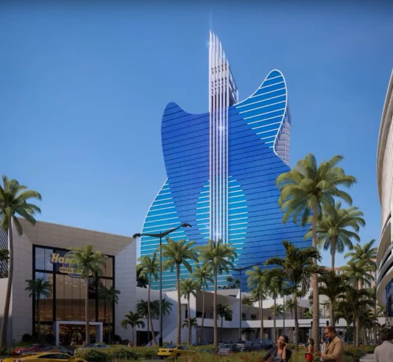 Rendering of Hard Rock’s planned guitar-shaped hotel. (Hard Rock International via Nevada Gaming Control Board)