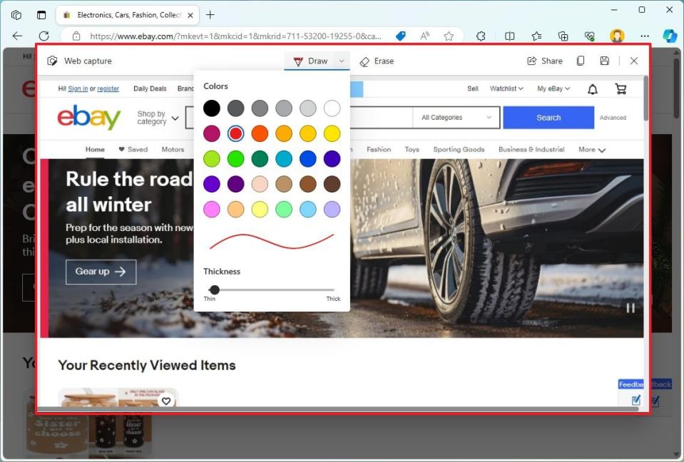 Microsoft Edge screenshot editor