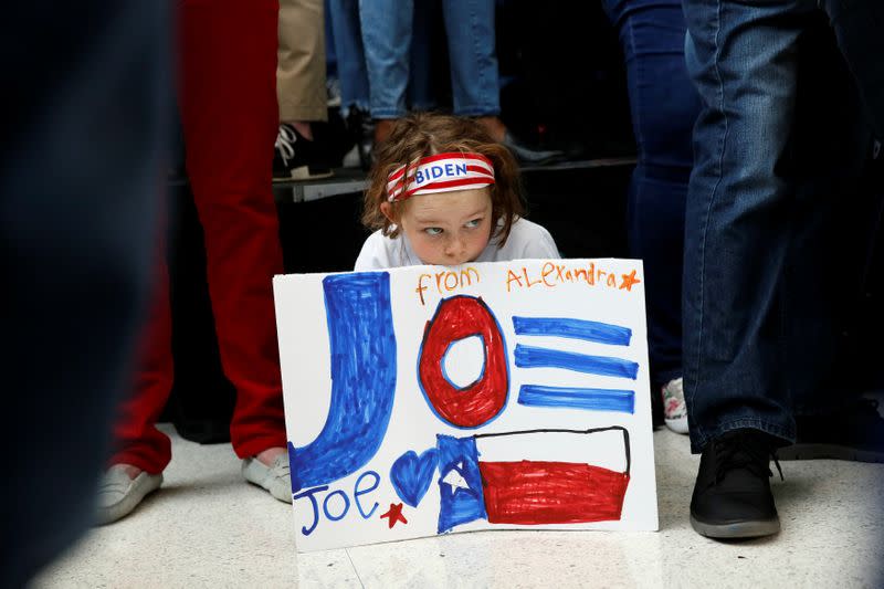 People wait for the start of a campaign event with Democratic U.S. presidential candidate Biden at Texas Southern University in Houston