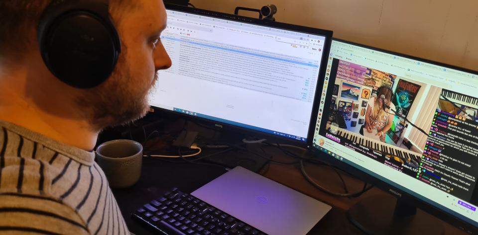 twitch exec lewis mitchell works on his computer