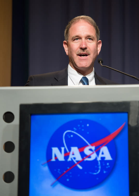 John Grunsfeld, NASA Associate Administrator for Science in Washington, speaks at a news conference on NASA's Voyager 1 spacecraft, Thursday, Sept. 12, 2013 in Washington. He quoted "Star Trek" lines to unveil that the Voyager 1 spacecraft has