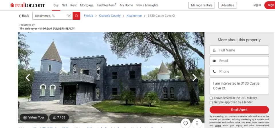 A castle in Kissimmee, Florida, is on sale.