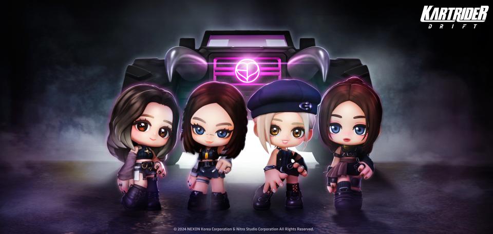 「BORN PINK(Black ver.)服裝(英雄)」角色和「Pink Venom 怪獸(英雄)」車輛（來源：Nexon官方提供）