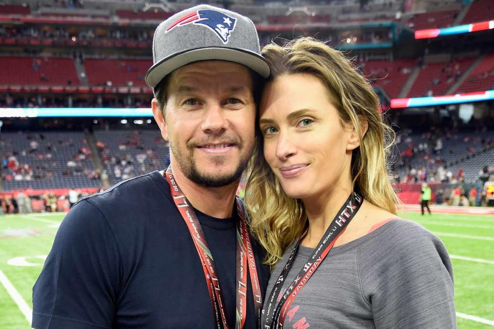 <p>Kevin Mazur/WireImage</p> Mark Wahlberg and wife Rhea Durham at the Super Bowl LI at NRG Stadium on February 5, 2017 in Houston