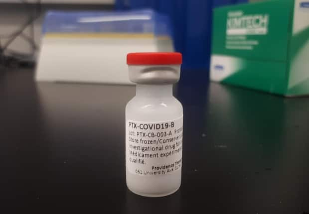 A medication vial is shown in this undated handout image provided by Providence Therapeutics. The company said its Phase 1 trial was successful and it is still hoping that Ottawa will provide financial support.  