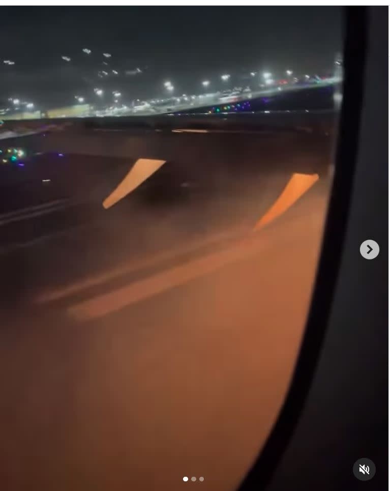 另一段短片見到飛機降落後，窗外有火光，機身冒出濃煙。
