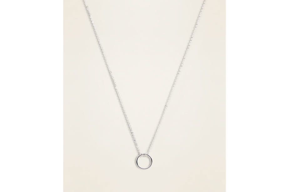 Silver-Toned Circle Pendant Necklace