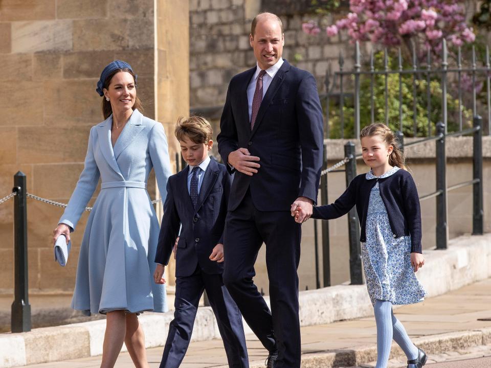 kate middleton and prince william attend easter services with prince george and princess charlotte