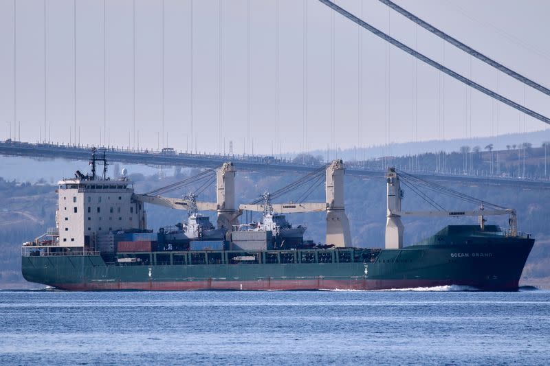 U.S. flagged general cargo ship Ocean Grand sails in the Dardanelles