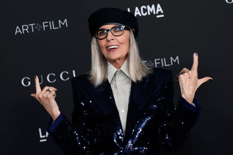 Con lentejuelas y boina a tono, Diane Keaton despliega toda su simpatía en la décima gala anual LACMA Art + Film 