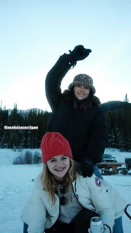 <p>Joey King/Instagram</p> Joey King poses with Logan Lerman's fiancée, Analuisa Corrigan