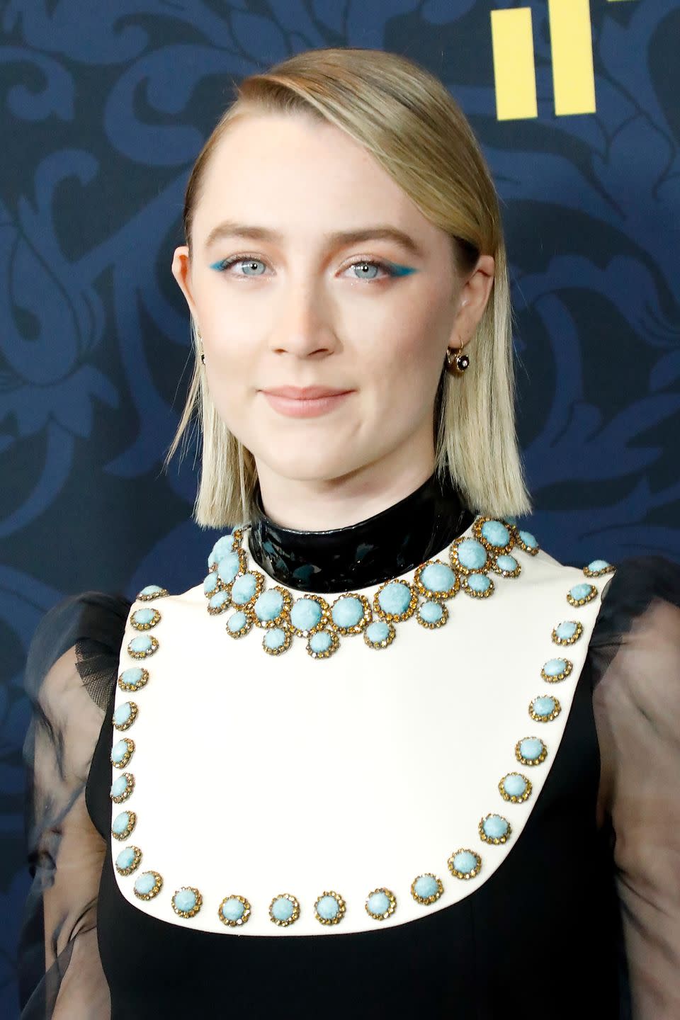 <p>Saoirse Ronan channelled Pantone's 2020 Colour Of The Year, 'Classic Blue' with her 80s twist on a classic cat eye at the Little Women global premiere. Pro make-up artist Kara Yoshimoto Bua used Chanel's Long Lasting Eyeliner in Intense Teal to give the actress an aquatic take on graphic winged liner. </p><p><a class="link " href="https://go.redirectingat.com?id=127X1599956&url=https%3A%2F%2Fwww.johnlewis.com%2Fchanel-stylo-yeux-waterproof-long-lasting-eyeliner%2F946-intense-teal%2Fp4231297&sref=https%3A%2F%2Fwww.elle.com%2Fuk%2Fbeauty%2Fmake-up%2Fg31834%2Fblue-eyeshadow-celebrity-pictures%2F" rel="nofollow noopener" target="_blank" data-ylk="slk:SHOP SAOIRSE'S EYELINER;elm:context_link;itc:0;sec:content-canvas">SHOP SAOIRSE'S EYELINER</a></p>