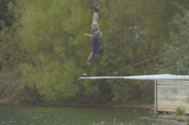 World Record for bungee 'dunk' into cup of tea