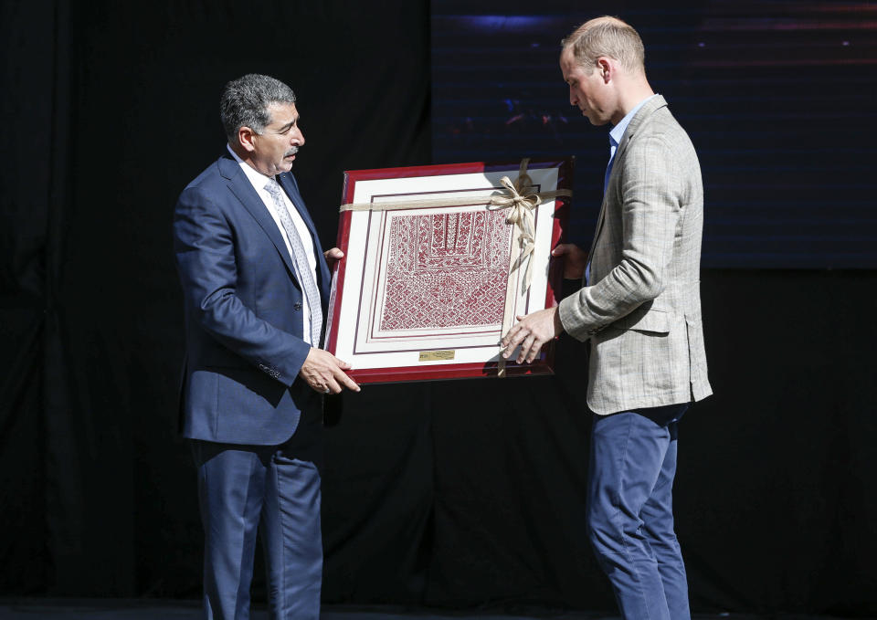 Prince William received a gift during his historic trip to the Middle East in June 2018 [Photo: Getty]