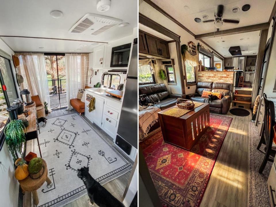 Side-by-side images of the 100-square-foot RV versus the 350-square-foot RV.