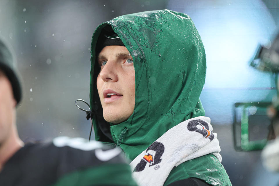 New York Jets quarterback Zach Wilson will start Sunday. (Mandatory Credit: Vincent Carchietta-USA TODAY Sports)