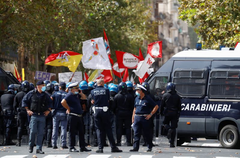 People protest against far-right leader Matteo Salvini, in Catania