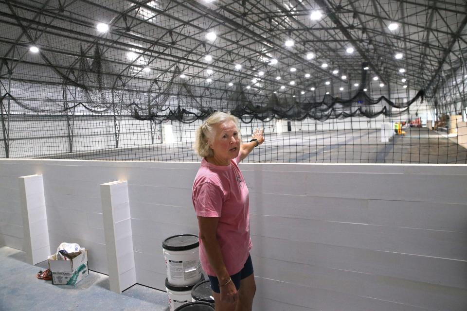 Michele LaBranche, manager of the new Seacoast Pickleball facility in York, explains how the courts will be set up after remodeling the former Seacoast United building.