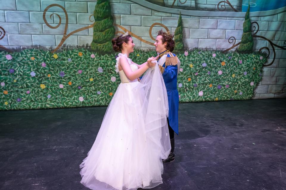 Bodi Parks plays the role of Cinderella and Colby Hurt as Prince Topher in Amarillo Little Theatre's presentation of Rodgers & Hammerstein's "Cinderella."