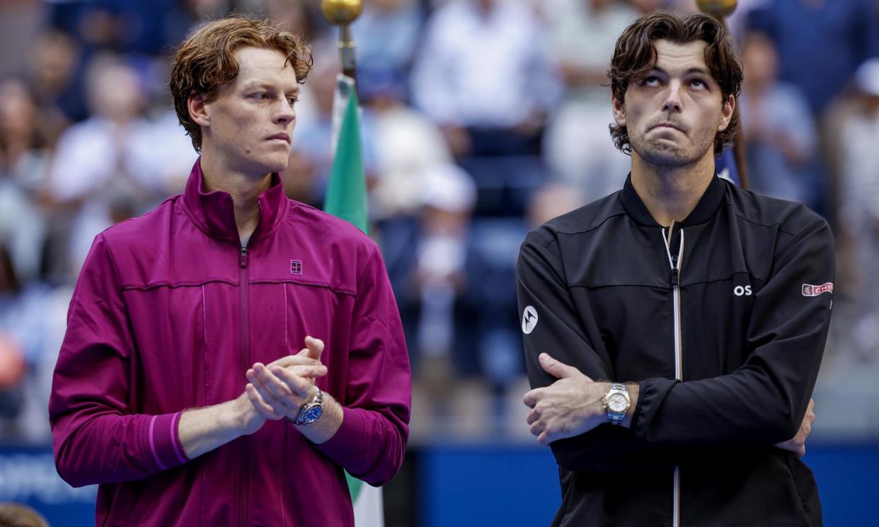 <span>Taylor Fritz alongside Jannik Sinner after the US Open men’s final.</span><span>Photograph: CJ Gunther/EPA</span>