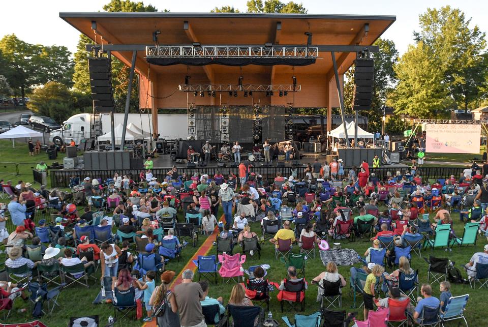 Gritty Flyright perform during Celebrate Anderson with Cancer Association of Anderson's Rising Above Cancer Hot Air Affair on 2023 Labor Day weekend at the William A. Floyd Amphitheater in Anderson, S.C. Sunday September 3 2023.