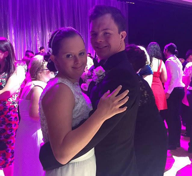 The sweethearts made headlines recently after attending a debutante ball for people with down syndrome on the Gold Coast. PIcture: Facebook