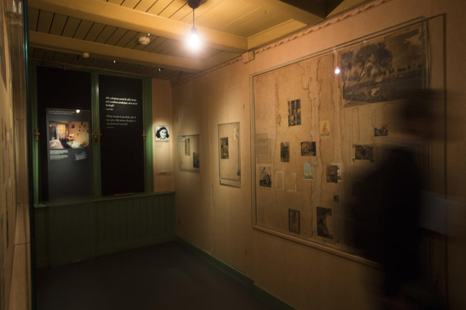 FILE - View of the secret annex with it's blacked out windows at the renovated Anne Frank House Museum in Amsterdam, Netherlands, Wednesday, Nov. 21, 2018. The Anne Frank House museum is releasing on Thursday, Aug. 4, 2022, an English-language version of a series of three videos in which an actress playing the young Jewish diarist tells of the last six months of her life, from her arrest to her death in a Nazi concentration camp. (AP Photo/Peter Dejong, File)