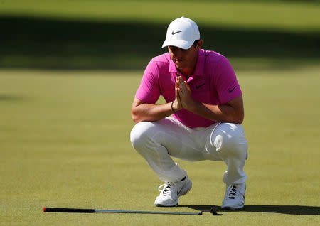 Golf - European Tour - BMW PGA Championship - Wentworth Club, Virginia Water, Britain - May 27, 2018 Northern Ireland's Rory McIlroy reacts after missing a putt for eagle on the 18th green during the final round Action Images via Reuters/Paul Childs