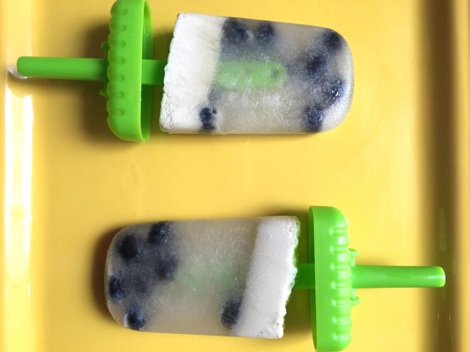 Superfood popsicles: blueberry, chamomile and mint yogurt ice pops (Frances Largeman-Roth / TODAY)