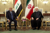 Iranian President Hassan Rouhani meets with Iraq's Prime Minister Adel Abdul Mahdi in Tehran, Iran, April 6, 2019. Official Iranian President website/Handout via REUTERS