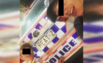 'Heat 2': These two hooligans snapped a selfie with a police car on the Gold Coast. Photo: Instagram