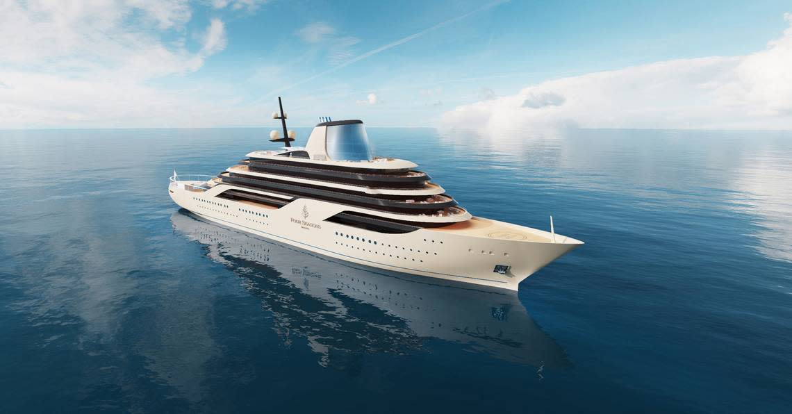 Rendering of the first ship being built for Four Seasons Yachts. The ultra-luxury yacht will have 95 suites.